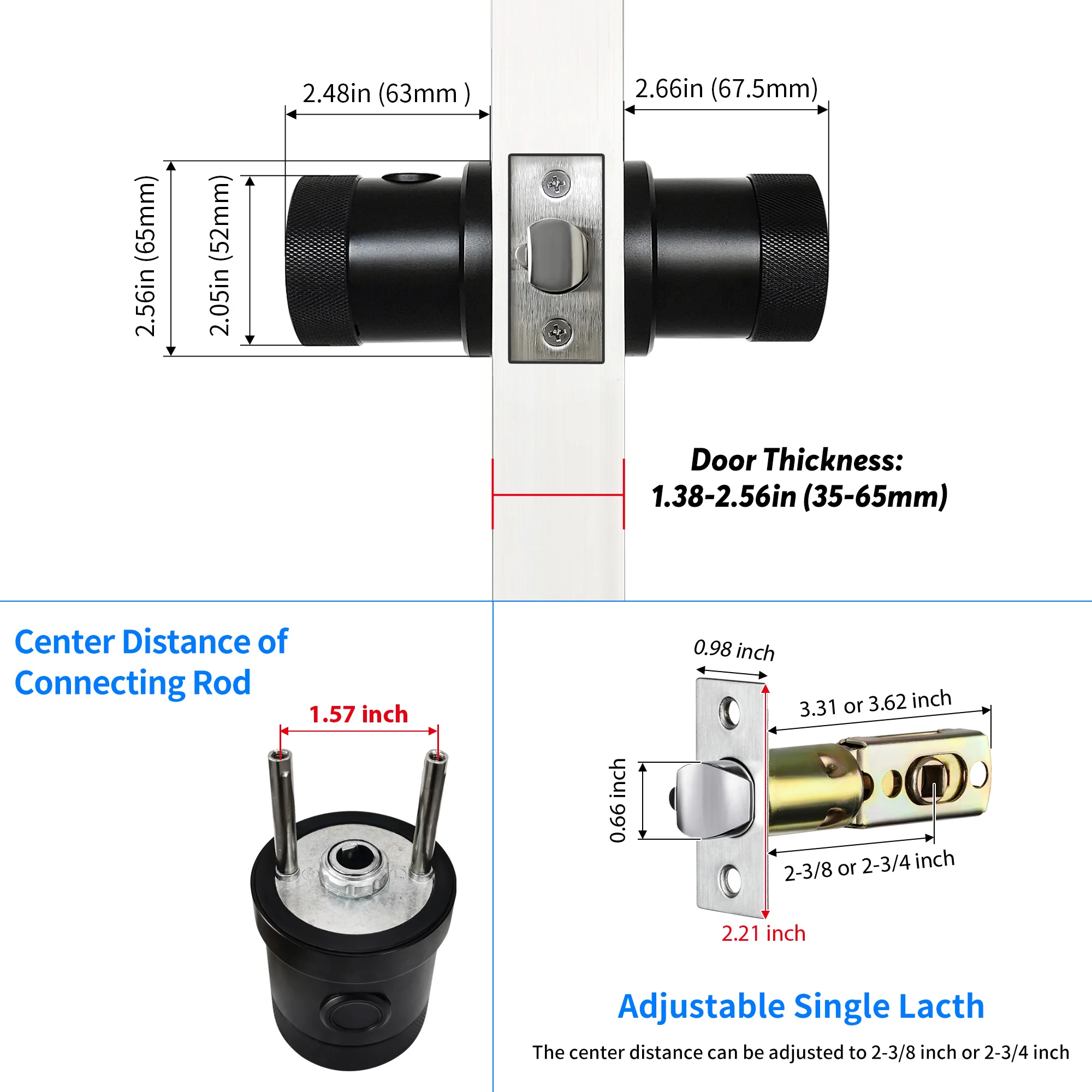 Usa Door Handle Alexa Biometric Fingerprint Keypad Digital Electronic Wifi Ttlock Smart Bedroom Round Knob Door Lock