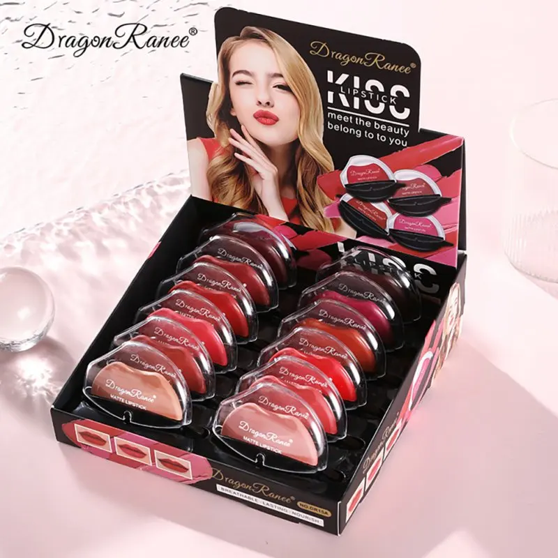 12Pcs X 5g Lip Type Design Matte Finish Lipstick Set Easy to Use Long-lasting Smooth Non-stick Makeup Lightweight Soft Moisture