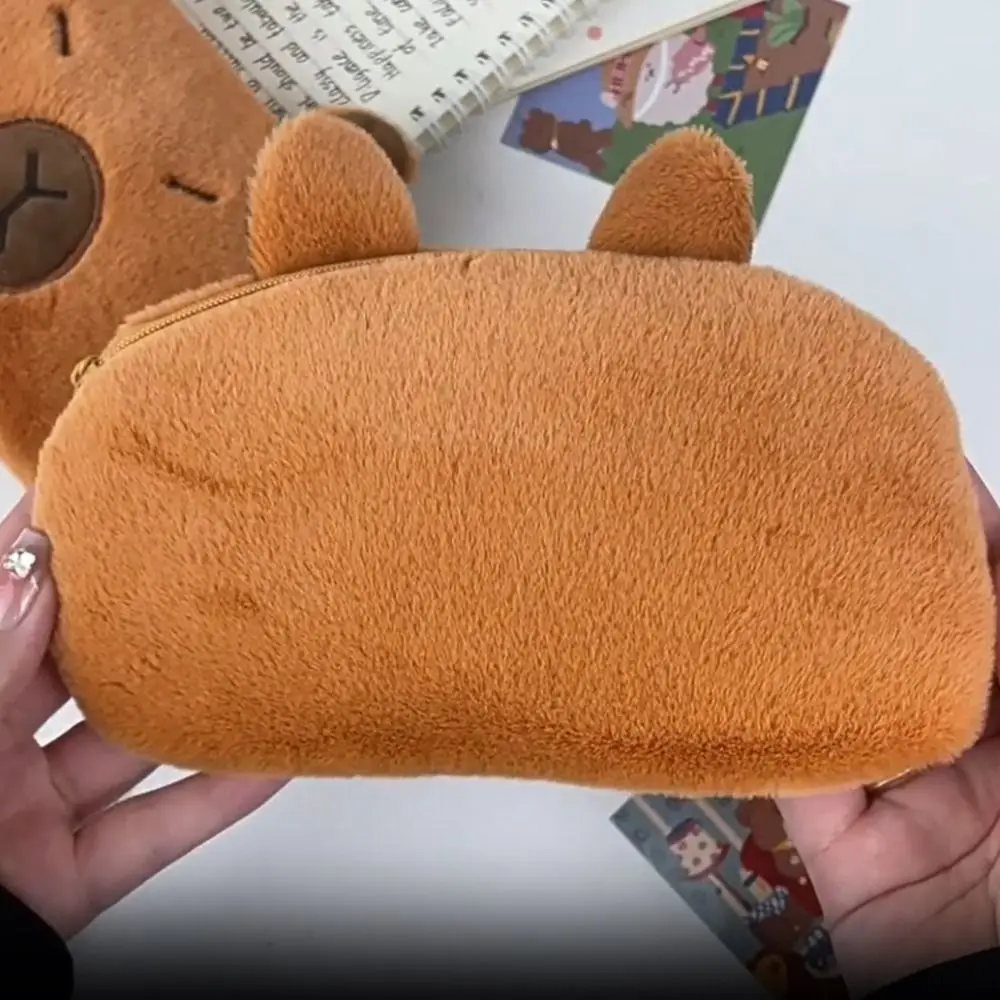 Guinea Pig Capybara Plush Pen Bag Plush Doll Large Capacity Capybara Plush Pencil Case Animal Soft Guinea Pig Pen Pouch Student