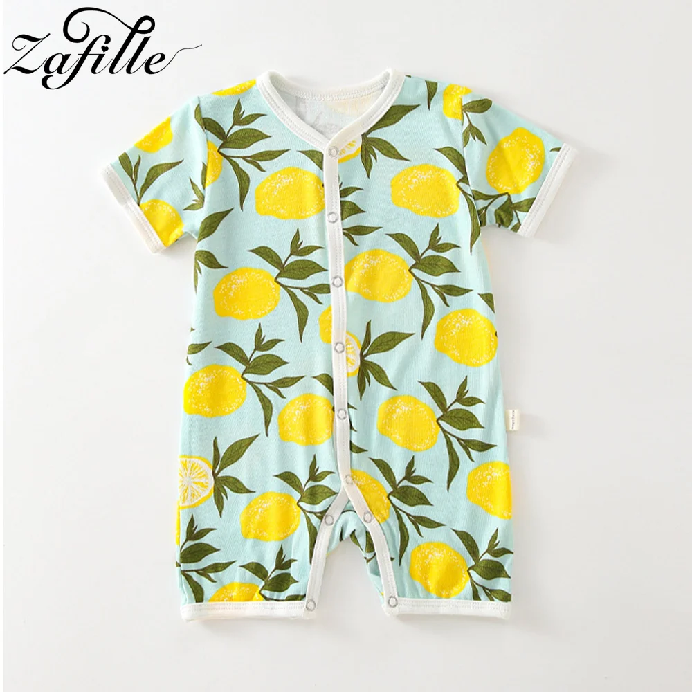 

ZAFILLE Toddler Girls Romper Summer Lemon Baby Clothes Fruits Print Bodysuit For Kids Newborns Jumpsuit For Children's Clothing