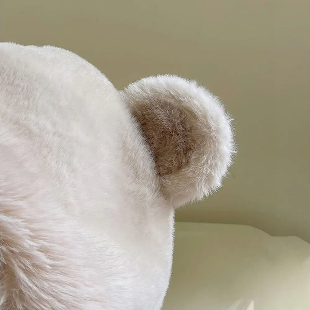 Outdoor Cute Bear Ears Winter Hat Velvet Lining Ear Protection Windproof Hat Woolen Cycling Cap Women