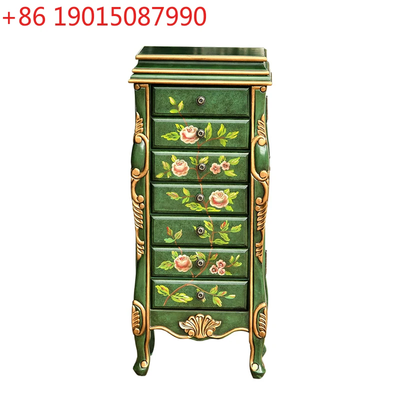 

American retro jewelry cabinet solid wood painted seven-chest cabinet European bedroom drawer decorative cabinet