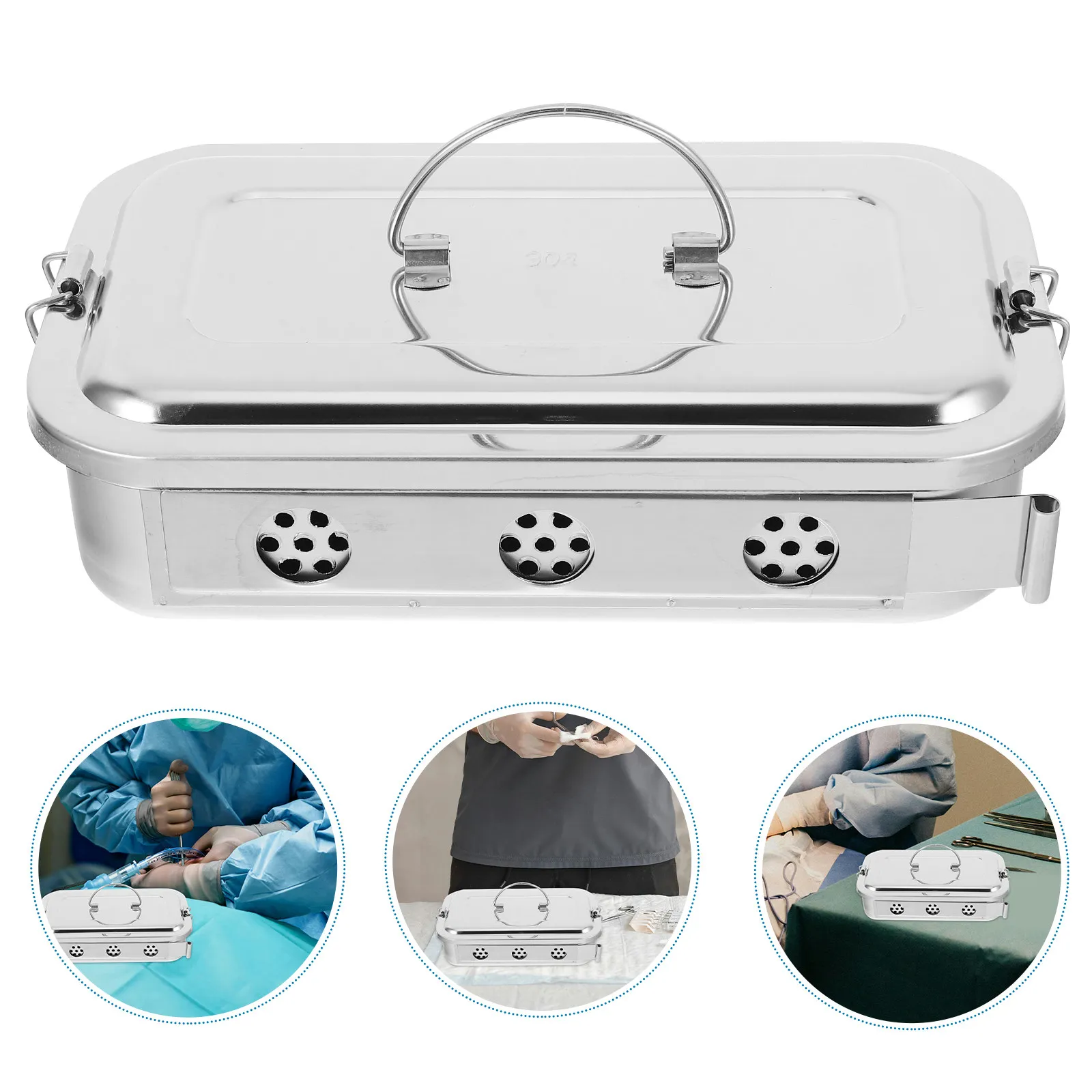 

Metal Doctor Tool Storage Box Stainless Steel 8 Inch Tray Perforated Lid Clinic Hospital High Temperature Resistant Instrument