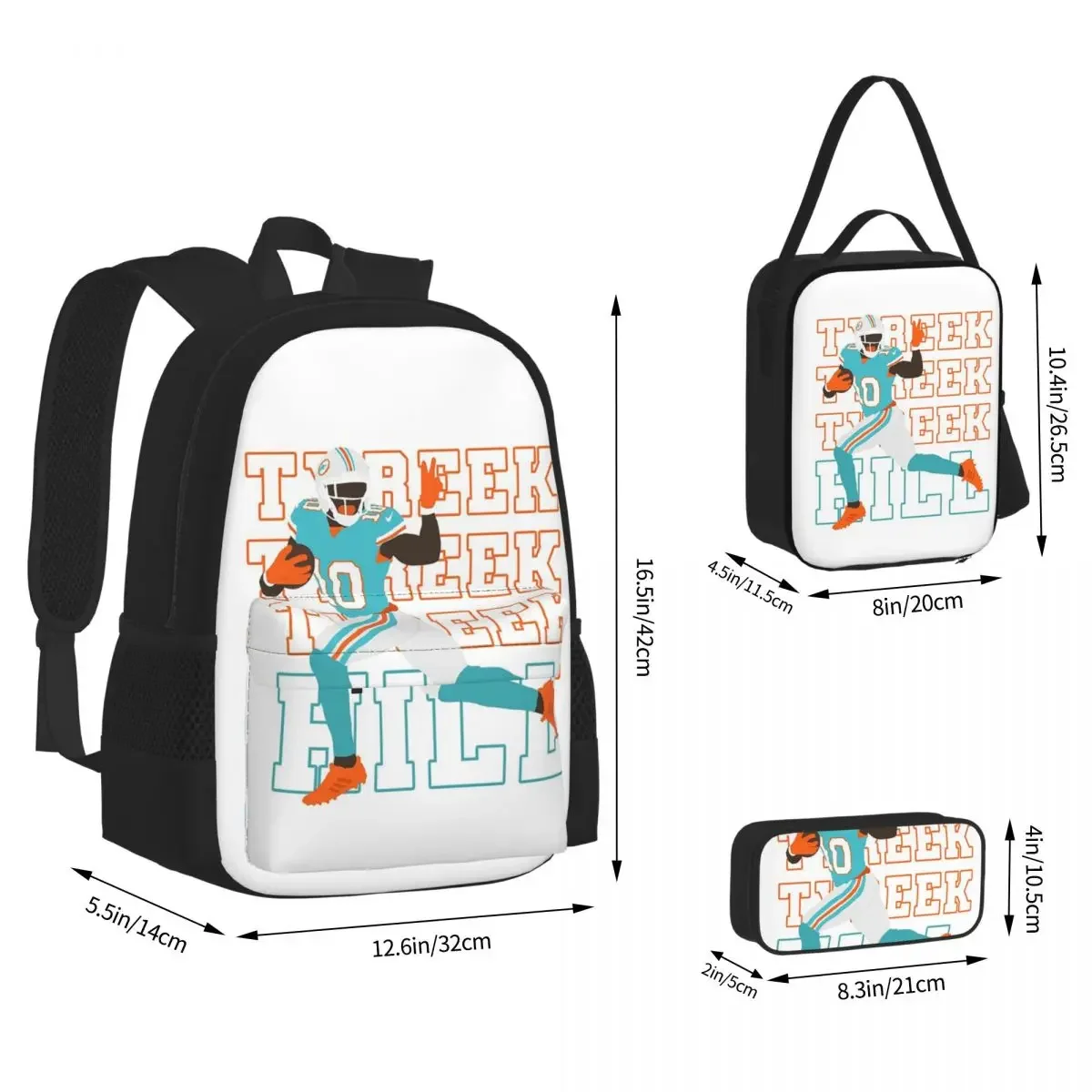 Tyreek Hill Backpacks Boys Girls Bookbag Children School Bags Cartoon Kids Rucksack Lunch Bag Pen Bag Three-Piece Set