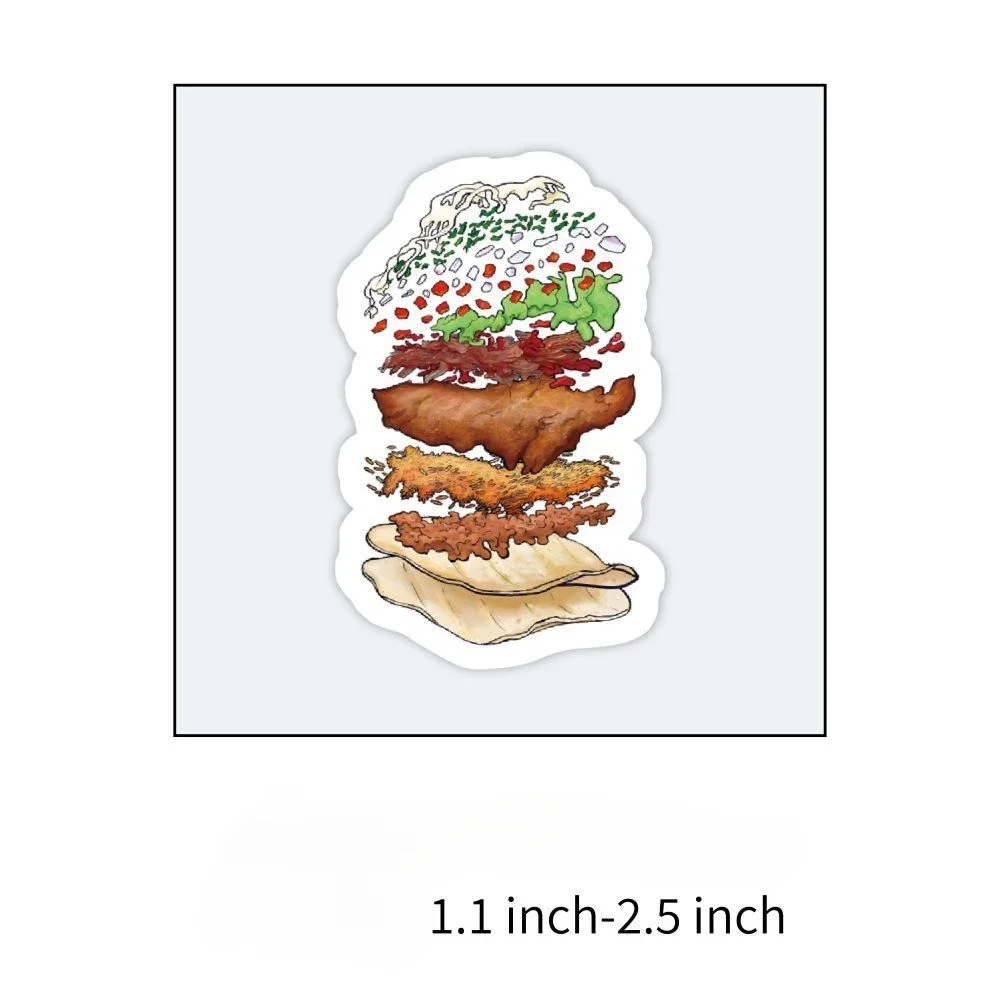 10/30/50Pcs Hamburger fried chicken desktop decoration phone  Suitcase waterproof Stickers