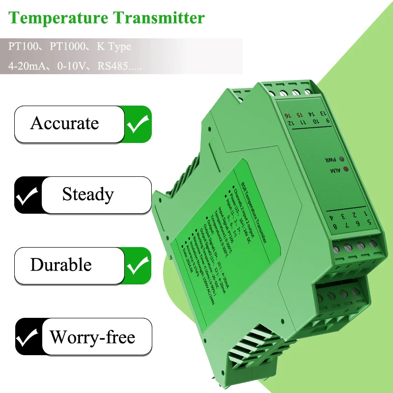 

PT100 Temperature Transmitter 0-100℃0-200℃ to 4-20mA 0-10V 0-5V RS485 PT100 Temperature Transmitter Converter