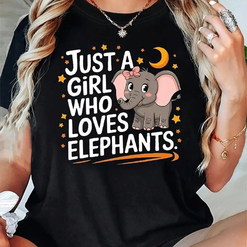 A Easy Tee For Women Featuring A Design That Says Just A Who Loves Elephants , Perfect For Casual Wear In Spring And Summer, And Makes A Great Gi