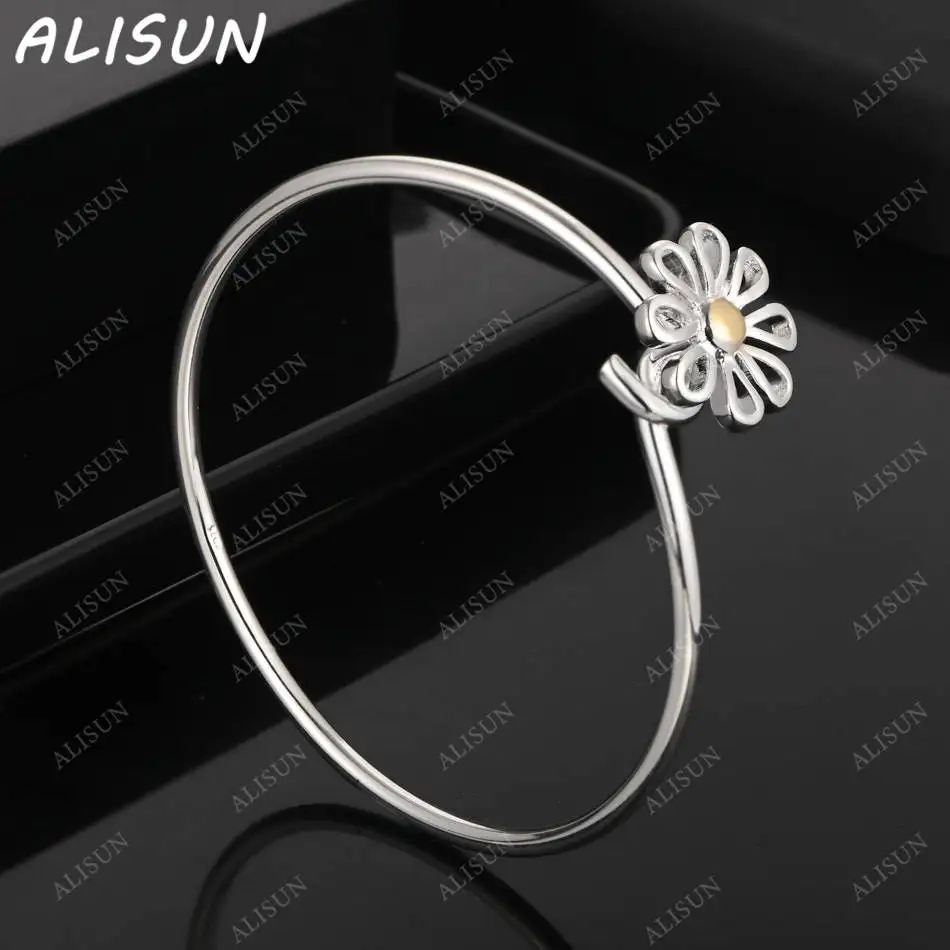 

ALISUN 925 Sterling Silver Design Flower Bangle For Women Charm Trend Birthday Gifts Fashion Party Fine Jewelry