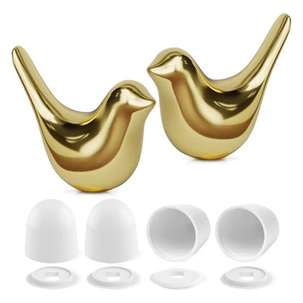 

Bird Design Porcelain Bolt Covers for Toilet 2 Pieces with 4 Screw Lids Decorative Accent Simple No Tools Install
