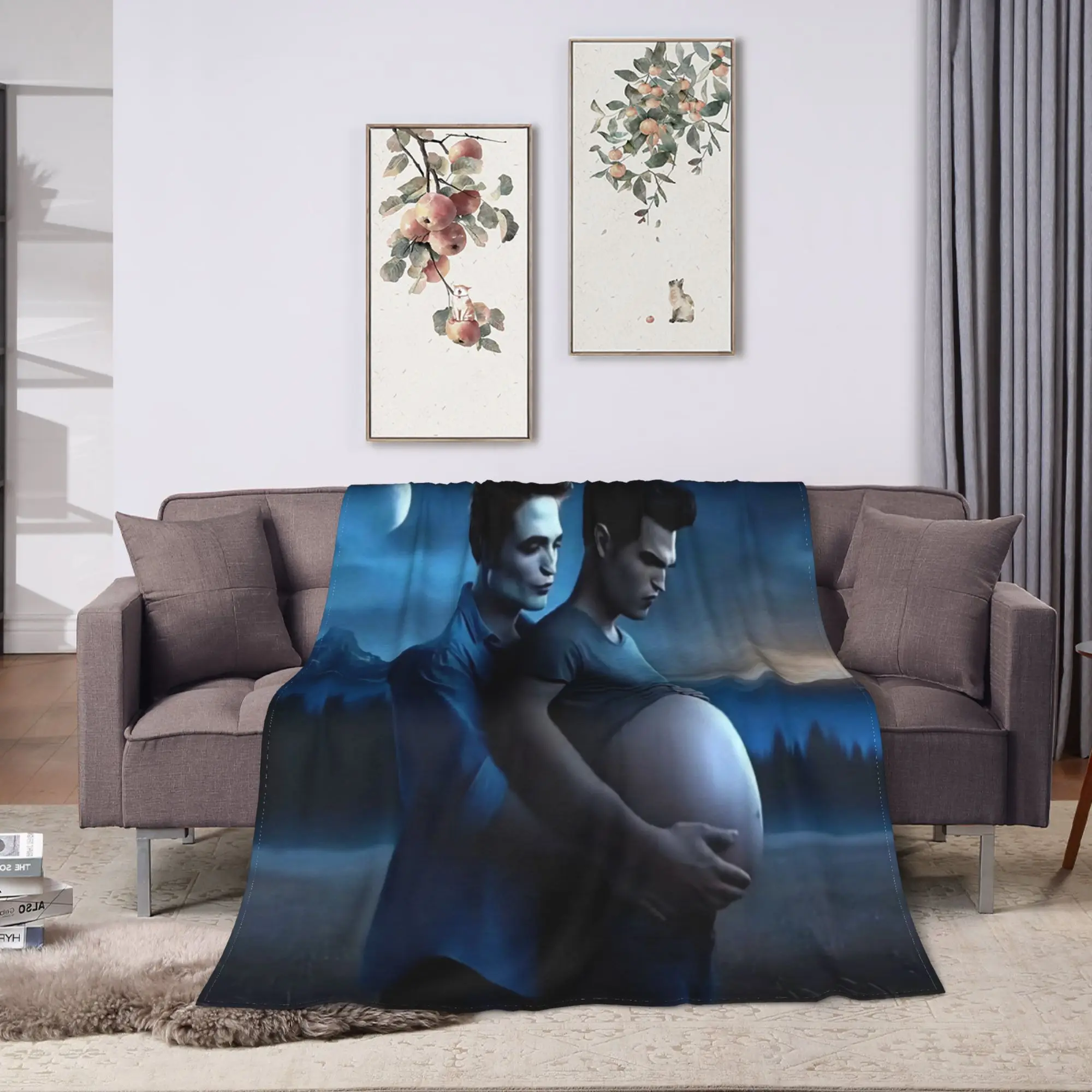 Twilight Saga Edward Bella Flannel Blanket  Super Warm Throw Blanket for Outdoor Decorative Funny Bedspread Sofa Bed Cover