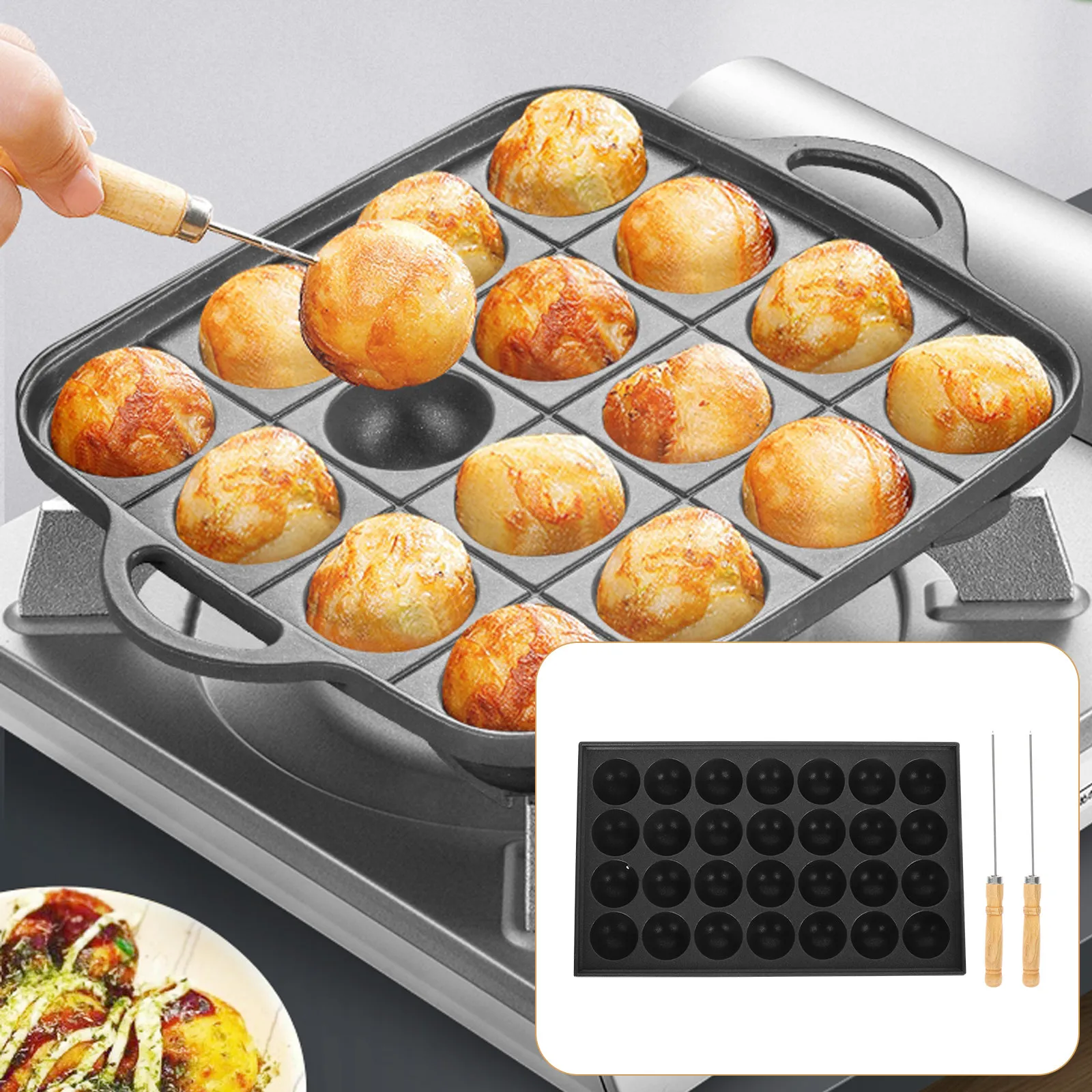 Takoyaki Pan Cast - Set di Stampi per Takoyaki in