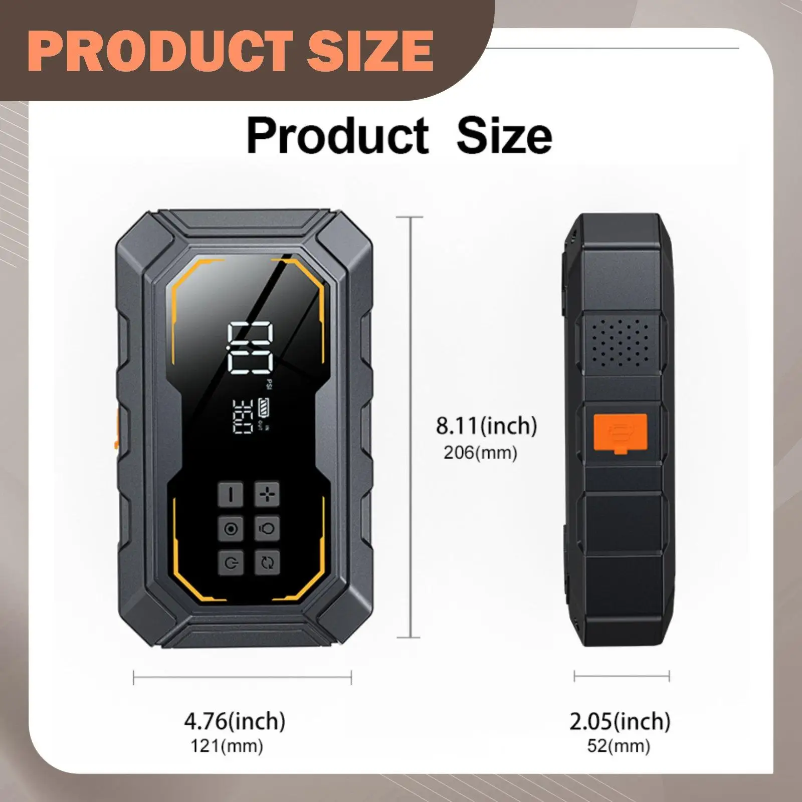 Portable Car Jump Starter Air Compressor Digital Tire Pressure Monitor USB Charging for Vehicle Emergencies