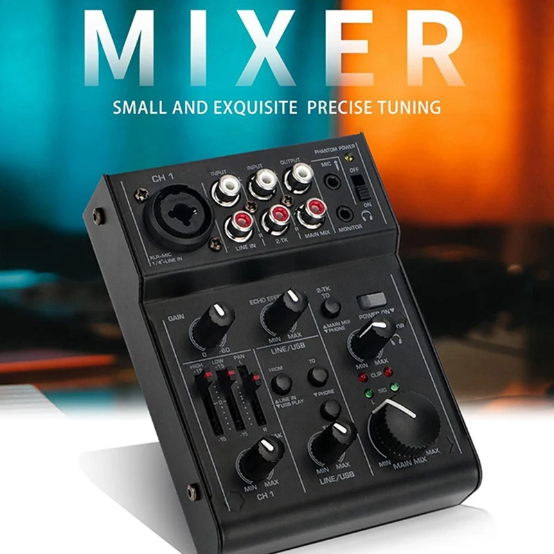 Audio Mixer Sound Mixing Console USB Audio Interface Built-In Effect Mini Professional Mixer Sound Card