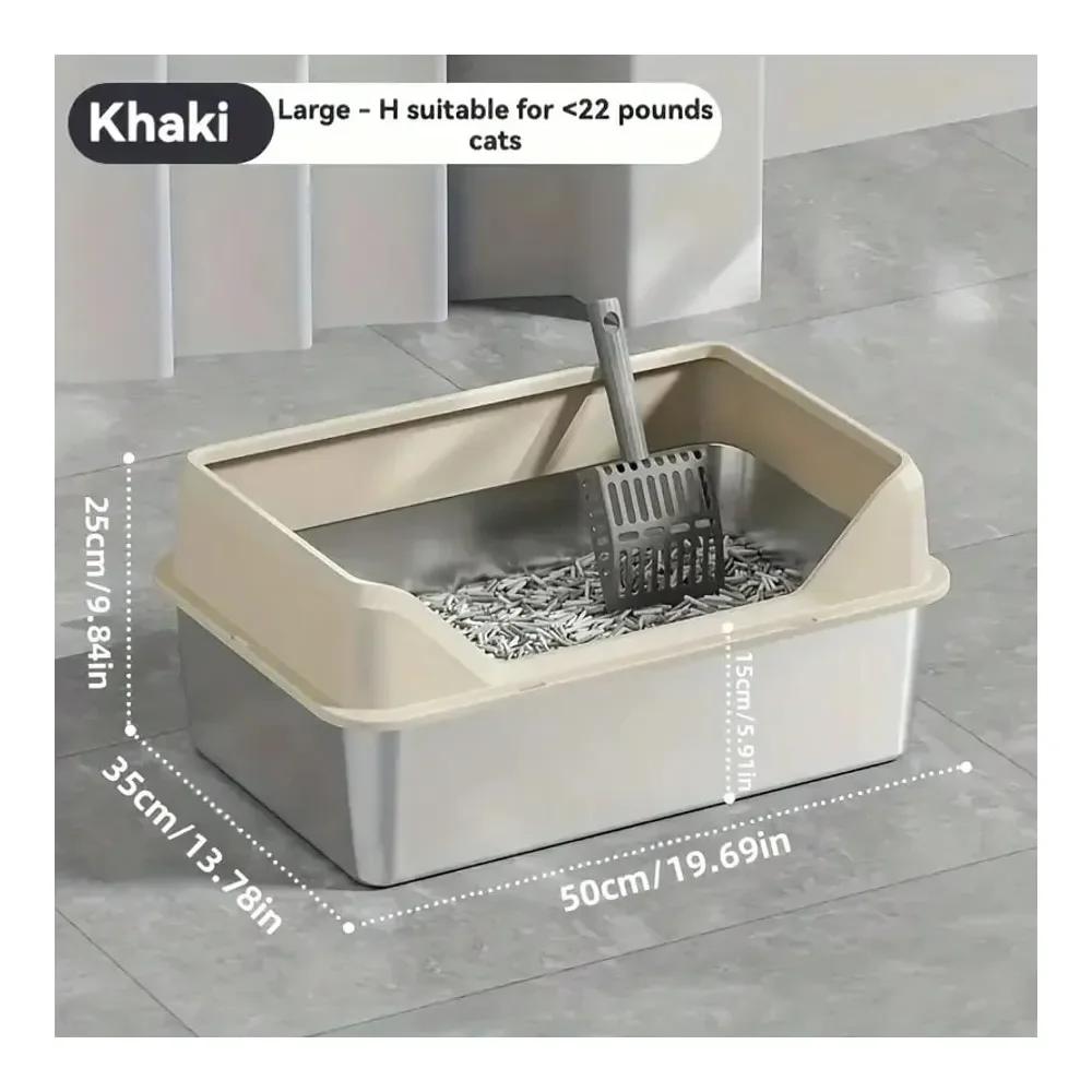 

Cat Litter Box Litter Box Cat AccessoriesSteel Cat Litter Box, Large Metal Trash Bin For Cats And Rabbits, Never Absorbing Odors
