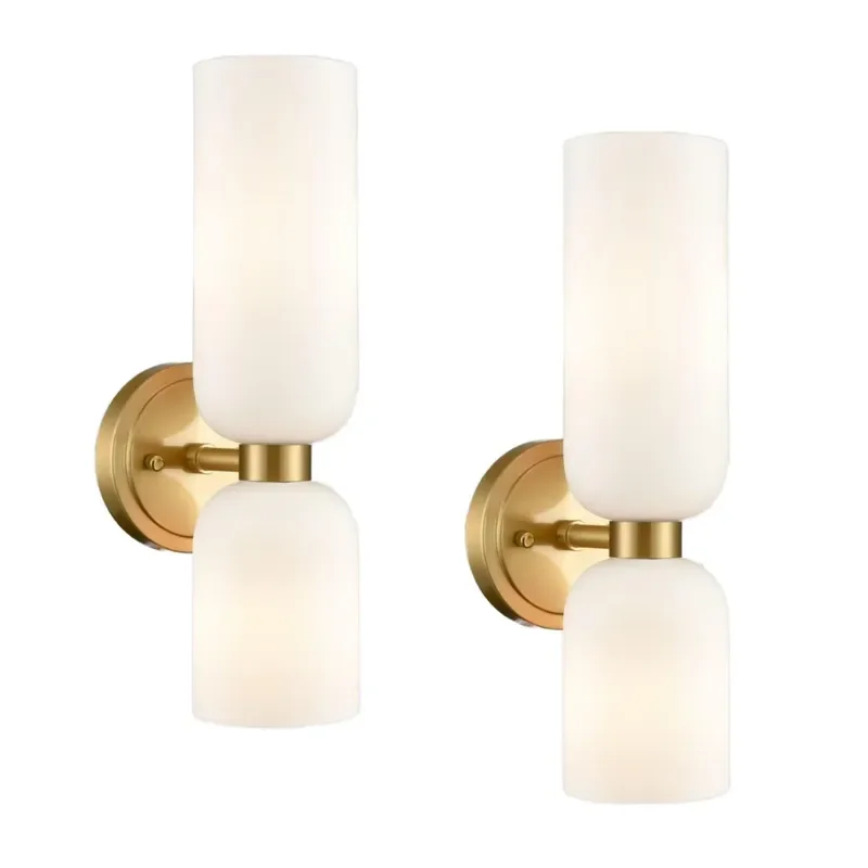 LED Wall Lamp Beige Shade 400 Lumens Up/Down Illumination Switch Control Surface Mounted for Bedroom