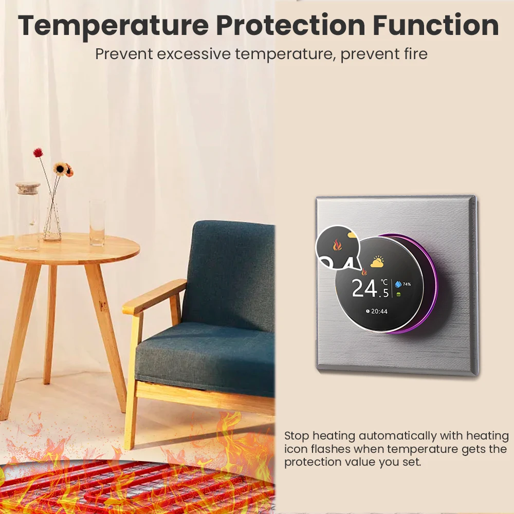 AVATTO WiFi Smart Heating Knob Thermostat LCD Display Touch Screen Temperature Controller For Water Gas Boiler Electric Heating