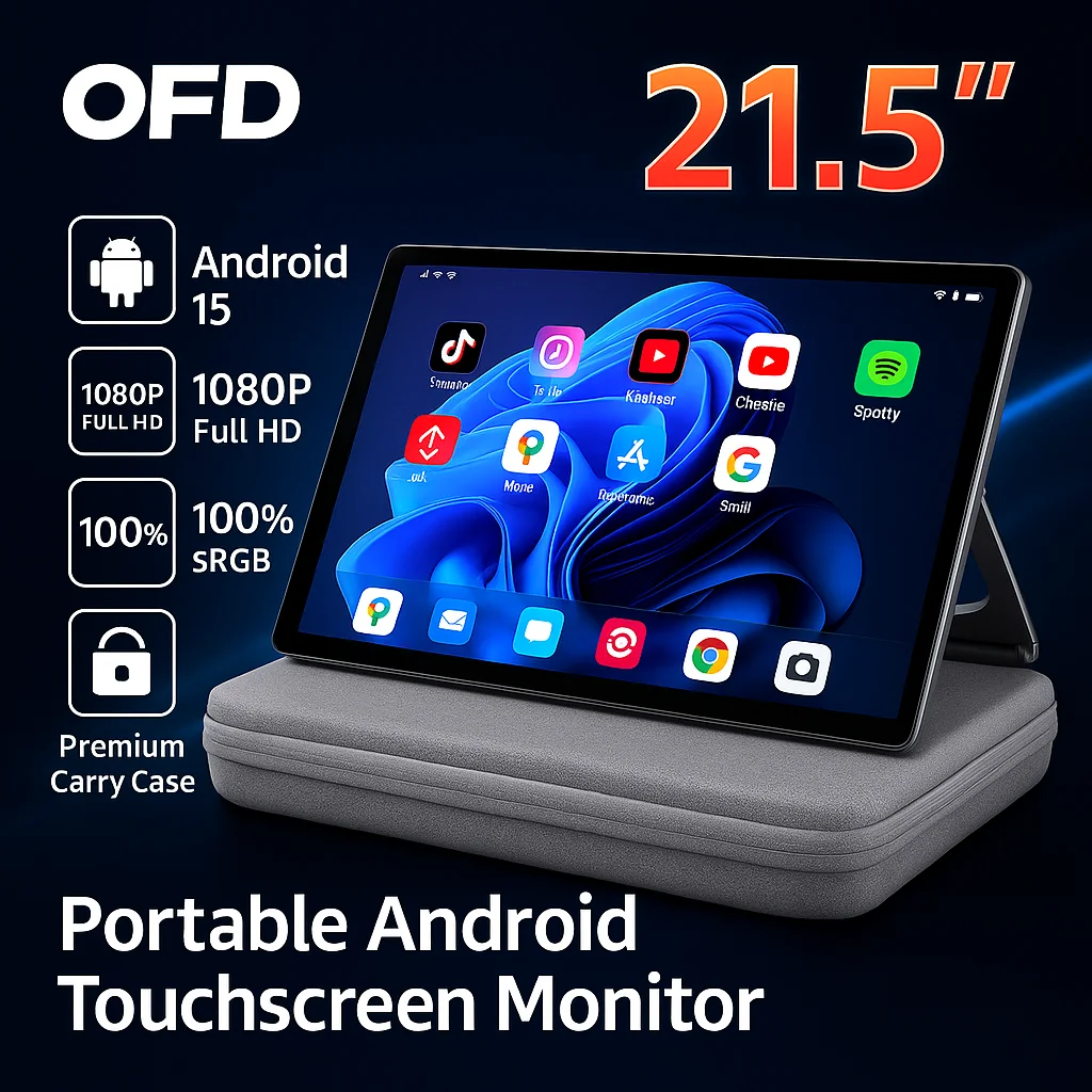 Monitor Portabel 21,5 Inci Android 15 Tablet Pintar Layar Sentuh Interaktif Monitor Ritel