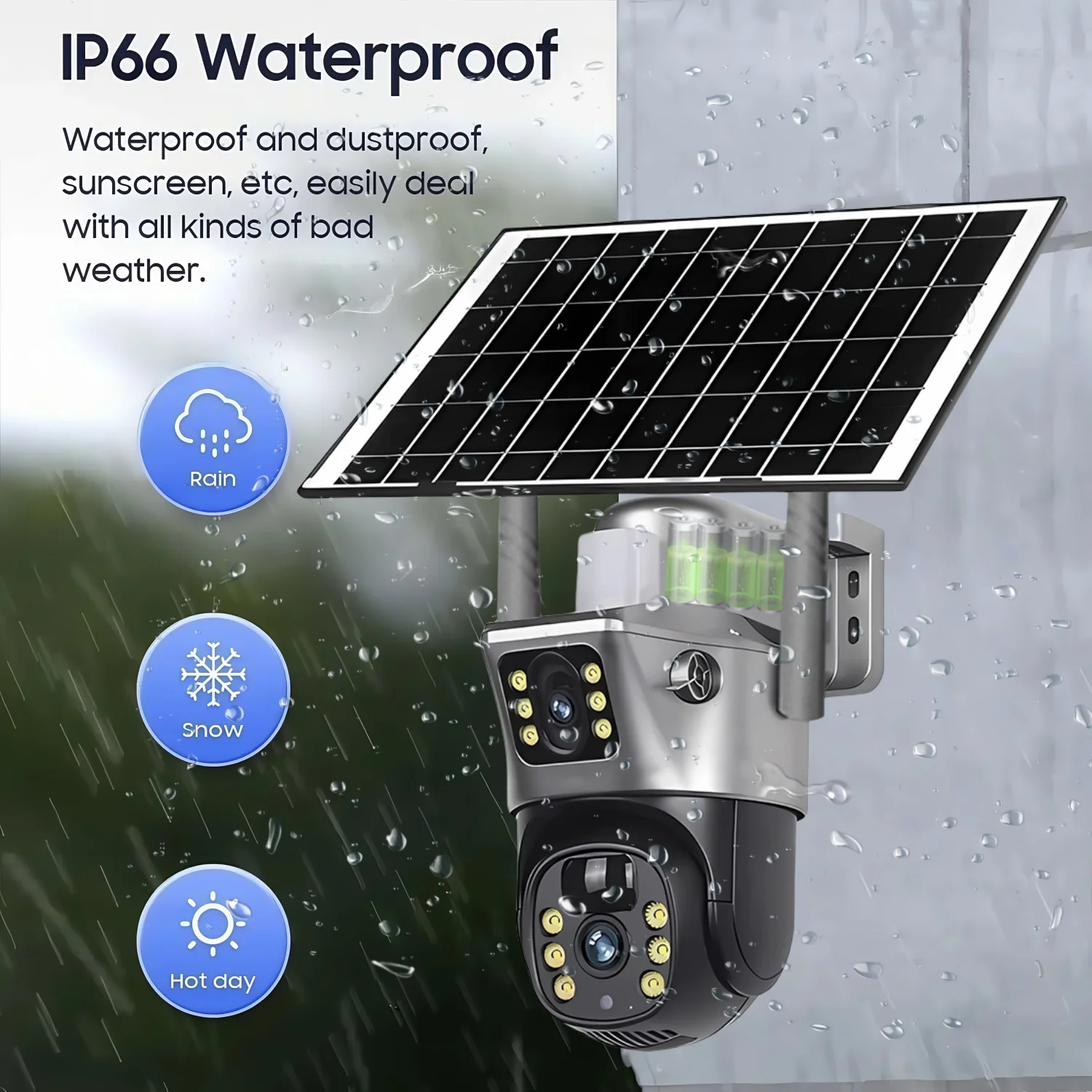 Telecamera WIFI solare HD da 8 MP CCTV Monitor di protezione di sicurezza a doppia lente Rilevamento umano Telecamere PTZ V380 per esterni impermeabili a bassa potenza