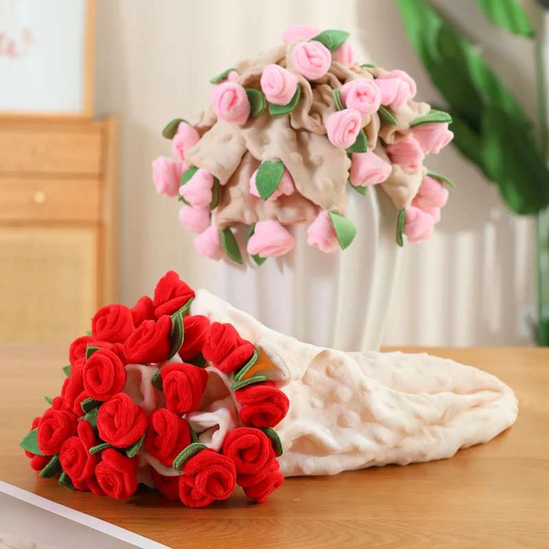 Divertente creativo 2in1 bouquet bambole scialle Kawaii farcito cartone animato morbido peluche per ragazze regali di San Valentino decorazioni per la casa