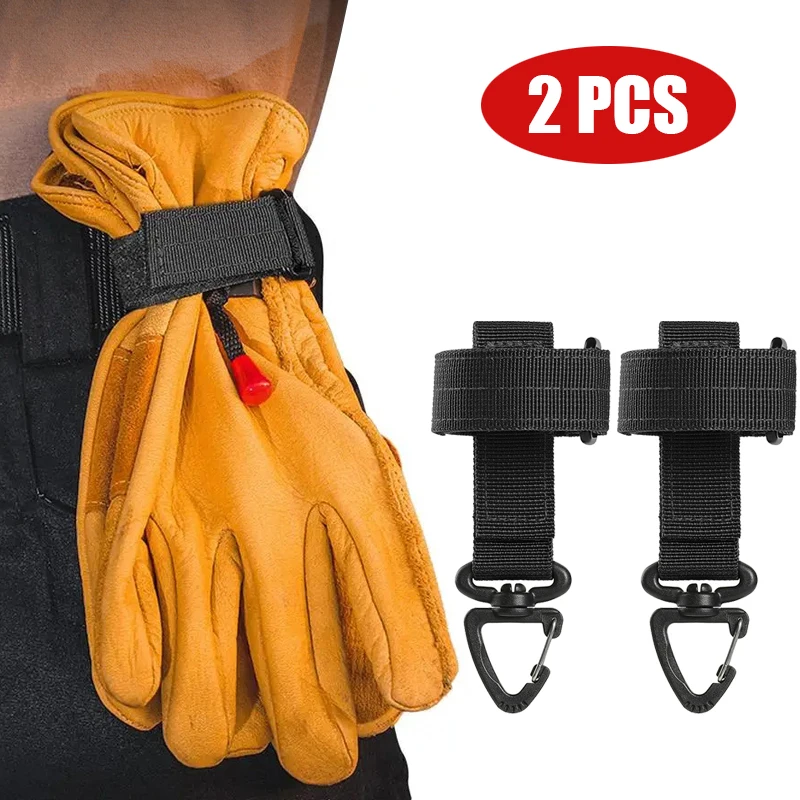 2 PCS Multi-purpose Nylon Gloves Hook Work Gloves Safety Clip Outdoor Camping Tactical Climbing Rope Waist Belt Hanging Buckle