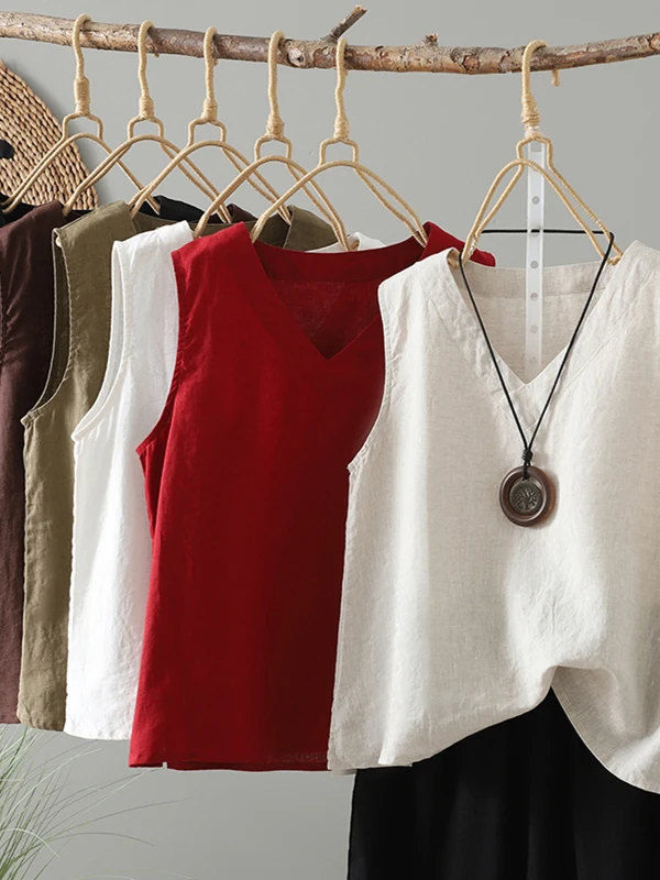 레트로 한한마 민소매 스트랩 베스트 여성용 이너 여름 오버헤드 베이스 셔츠 솔리드 캐주얼 다용도 슬리밍 탑