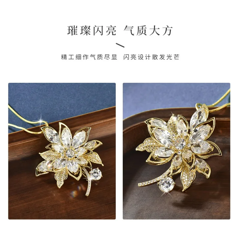 سلسلة سترة على شكل زهرة كريستال للخريف والشتاء، صدرية نسائية، زوجان، مجموعة من الزهور، قلادة طويلة