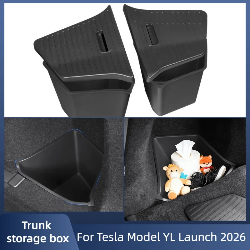 

For New Tesla Model YL Launch 2026 Car Trunk Side Storage Box Cover Plate Organizer Car Trunk Side Storage Box Refit Accessories