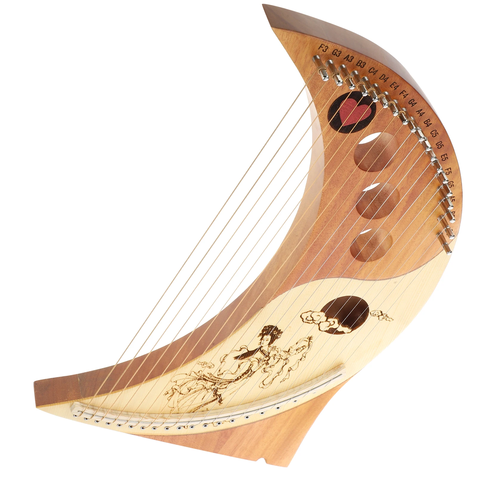 

19 String Wood Lyre Harp Portable Design Smooth Surface Extra Strings Relaxing Music Gift for Kids Friends High Quality Long