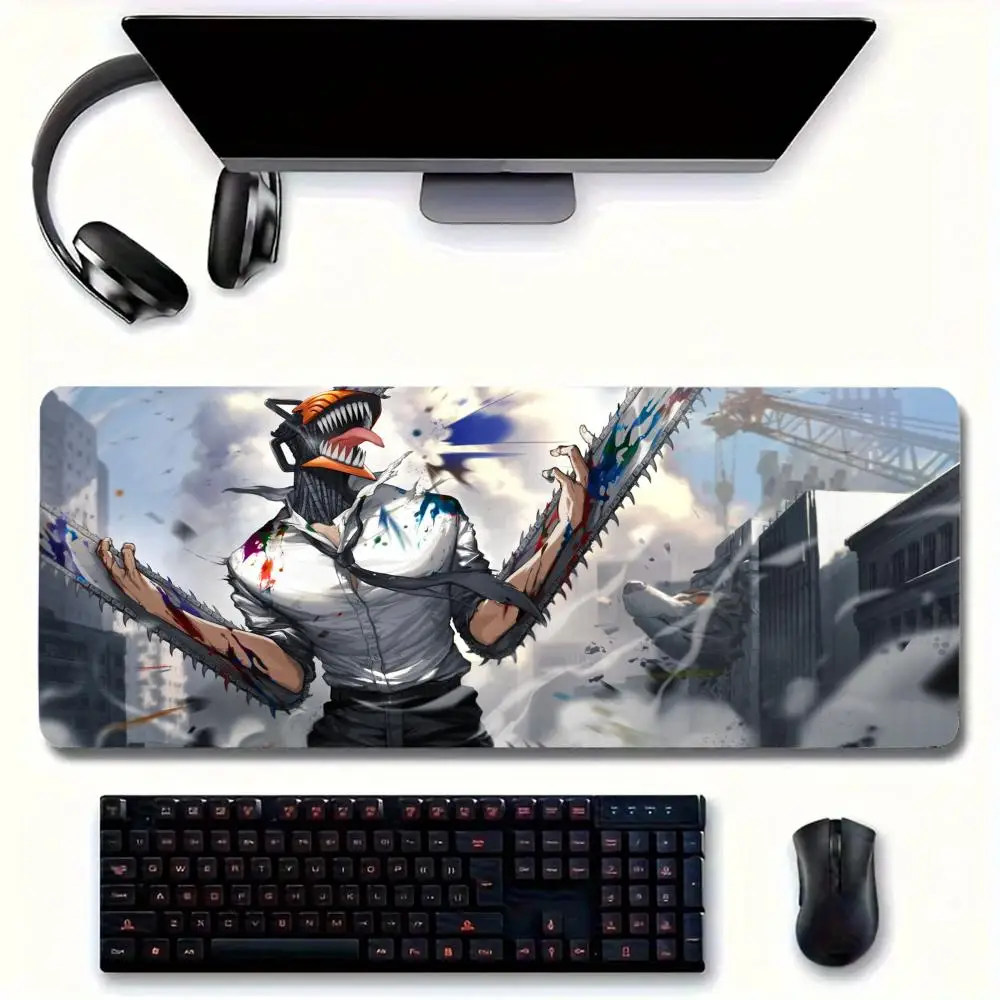 Anime C-Chainsaw Mans Mouse Pad Large mouse pad for home office Waterproof leather desk pad for gamers Computer mouse pad Keyboa