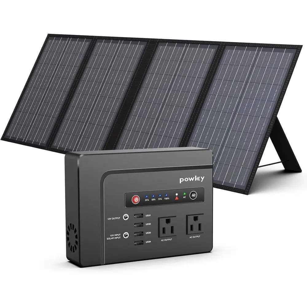 

200W Solar Generator, 146Wh Power Station, 39600mAh Lithium Battery, 60W Solar Panel for Outdoor Camping