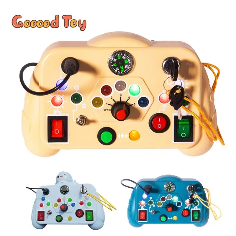 Busy Board Analog Circuit Board Montessori Toys for Toddler Busy Board Sensory Board LED Light Switch Socket Early Education Toy