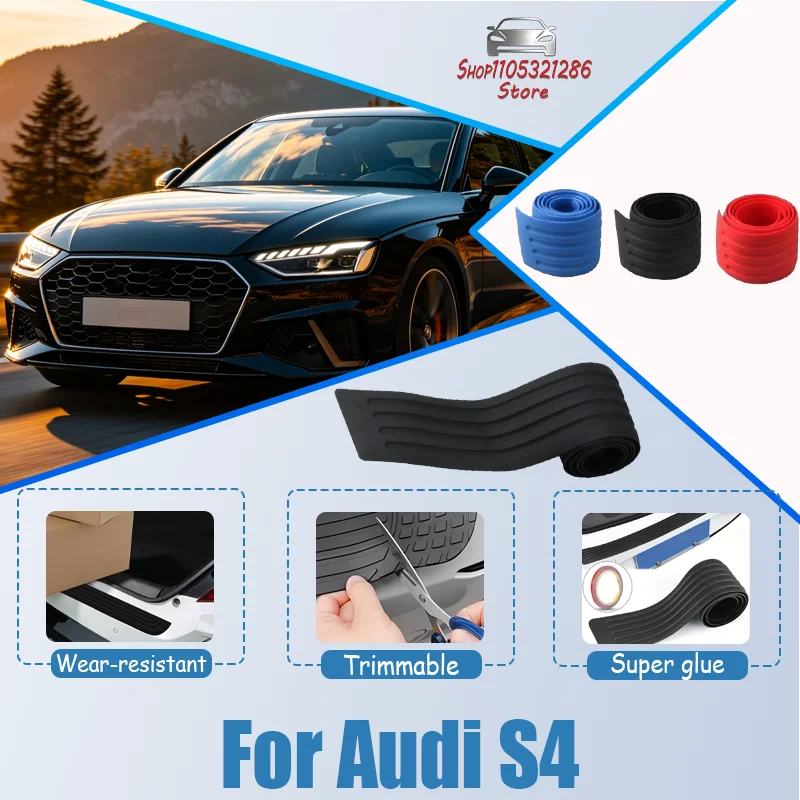 

For Audi S4 Anti-scratch Car Trunk Rear Bumper Sill Plate Protector Universal Rear Bumper Guard Rubber Mouldings Pad Trim Cover