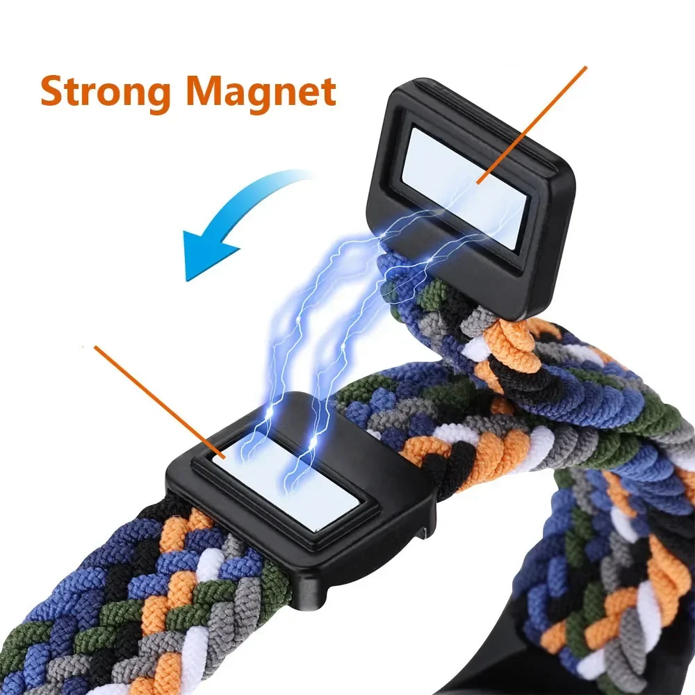 Магнитный нейлоновый плетеный ремешок с петлей для Xiaomi Band 10 9, регулируемый дышащий сменный браслет, браслет Mi Band 8 9 Correa