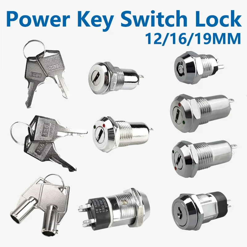 5/10/20 Sets 2P 4P 102/135/1203/2801 Electronic Power 12/16/19mm Zinc Alloy Metal Key Switch Lock