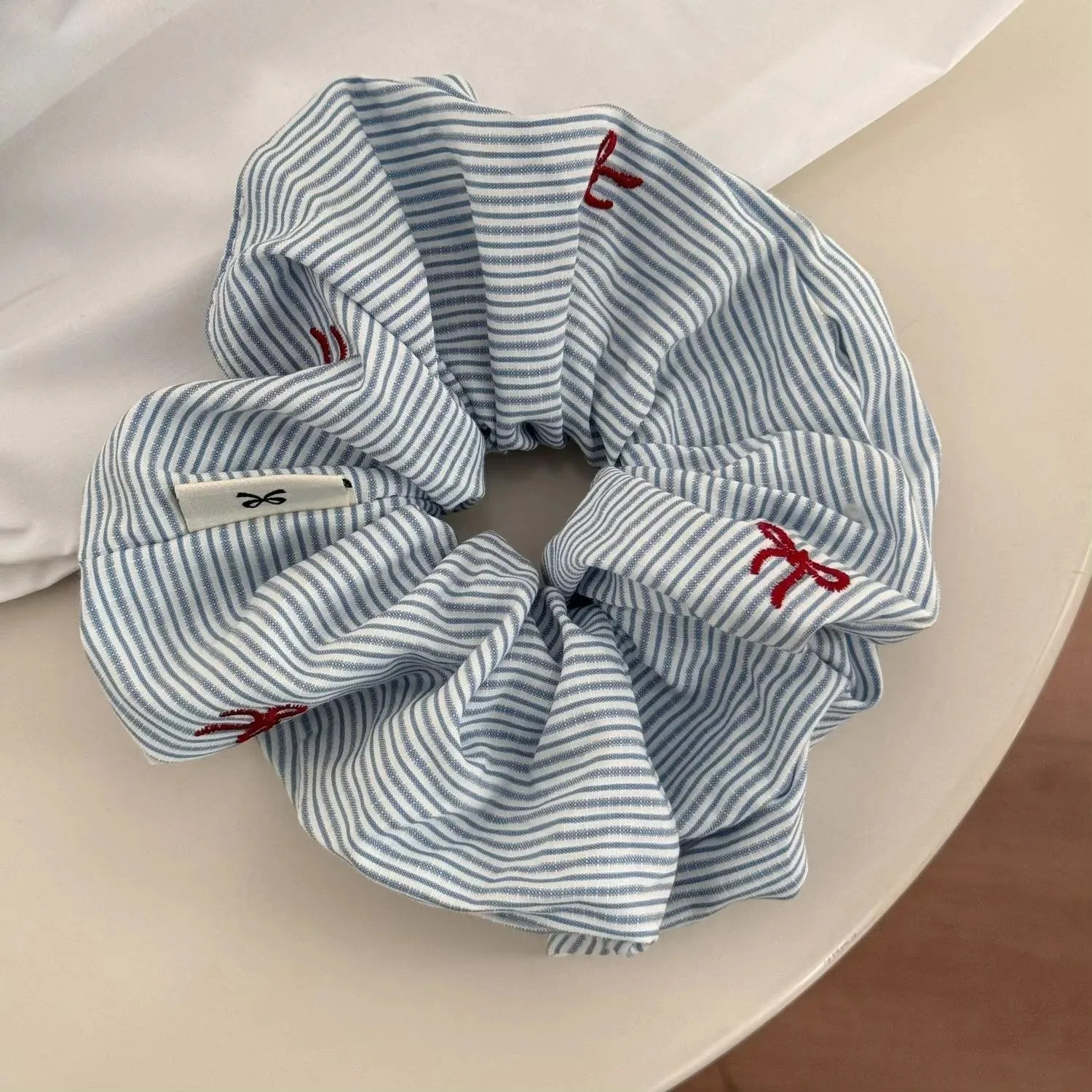 2 pieces of exquisite Korean style blue striped bow cherry tight headband fashionable new hair accessory styling fixed props image 4