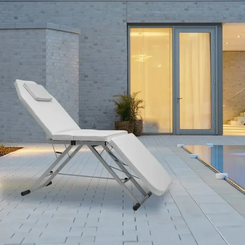 Meja Pijat Lipat 3 Bagian Tempat Tidur Kosmetik Kecantikan Portabel Dapat Disesuaikan dengan Tas Penyimpanan untuk Tempat Tidur Lipat Pijat Tato Spa