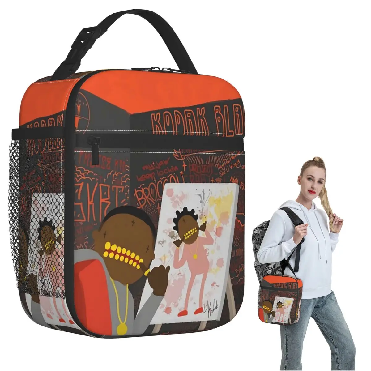 

KODAK BLACK Insulated Lunch Bag for Women Children Portable Food Boxes Thermal Lunch Box Tote