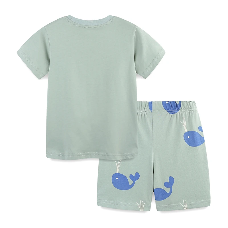 Little maven Children's Clothing Kids Clothes Baby Boys 2025 Tracksuit Summer Cotton Sets Cartoon Whales T Shirts Tops+Pants