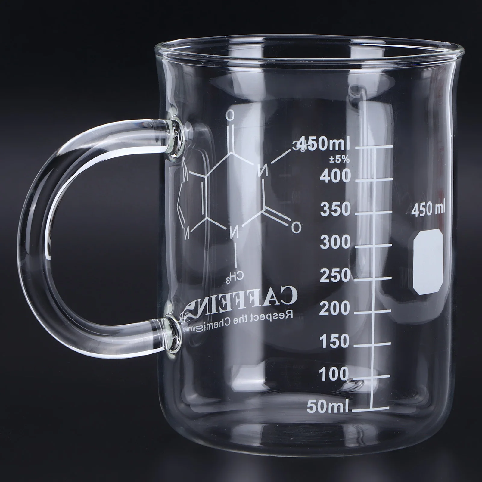 450ML Multifunction Beaker Mug Borosilicate Glass Cup with Handle and Measuring Scale for Coffee Tea