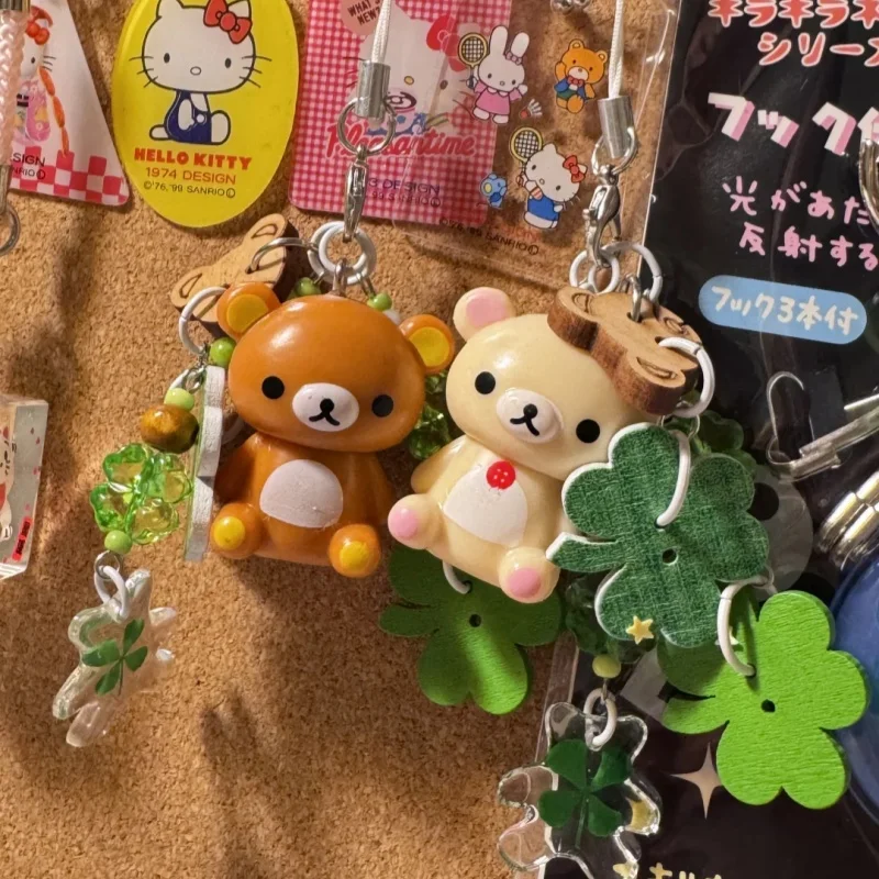 Rilakkuma Clover Series Pendant Four Leaf Lovers Lucky Key Buckle Mobile Pendant Bag Decorate A Birthday Present Holiday Gifts