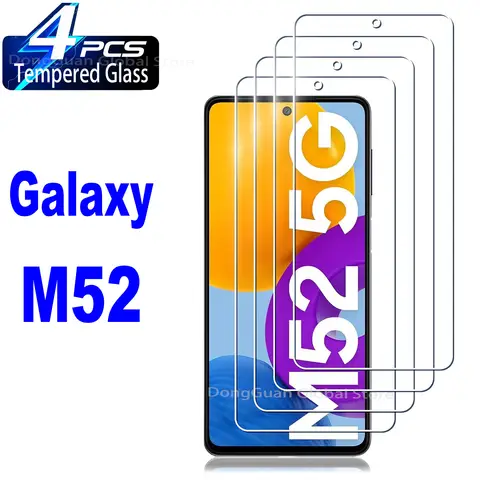Vidrio templado para Samsung Galaxy M52, Protector de pantalla, película de vidrio, 2/4 Uds.