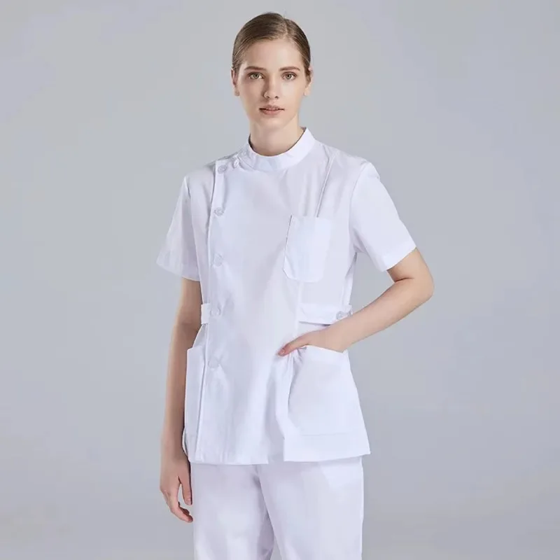 

New Long Sleeve Women's Stand Collar Short Sleeve Oral Sister Dental Doctor's Work Clothes Nurse's Dress Medical Separate Set