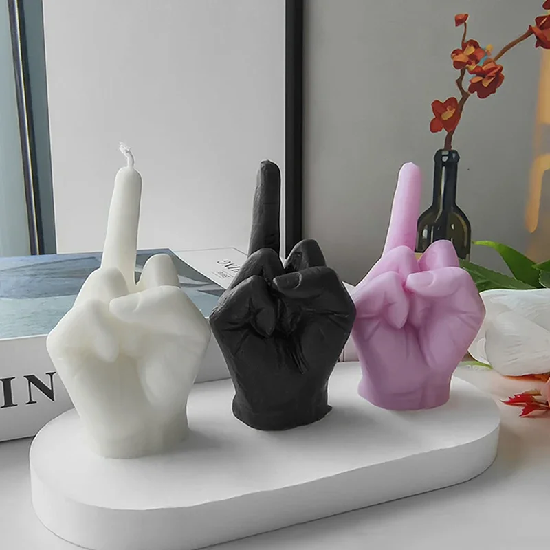Novelty Middle Finger Gesture Scented Candle Long Lasting Aroma Creative Home Decor Ornament Gift