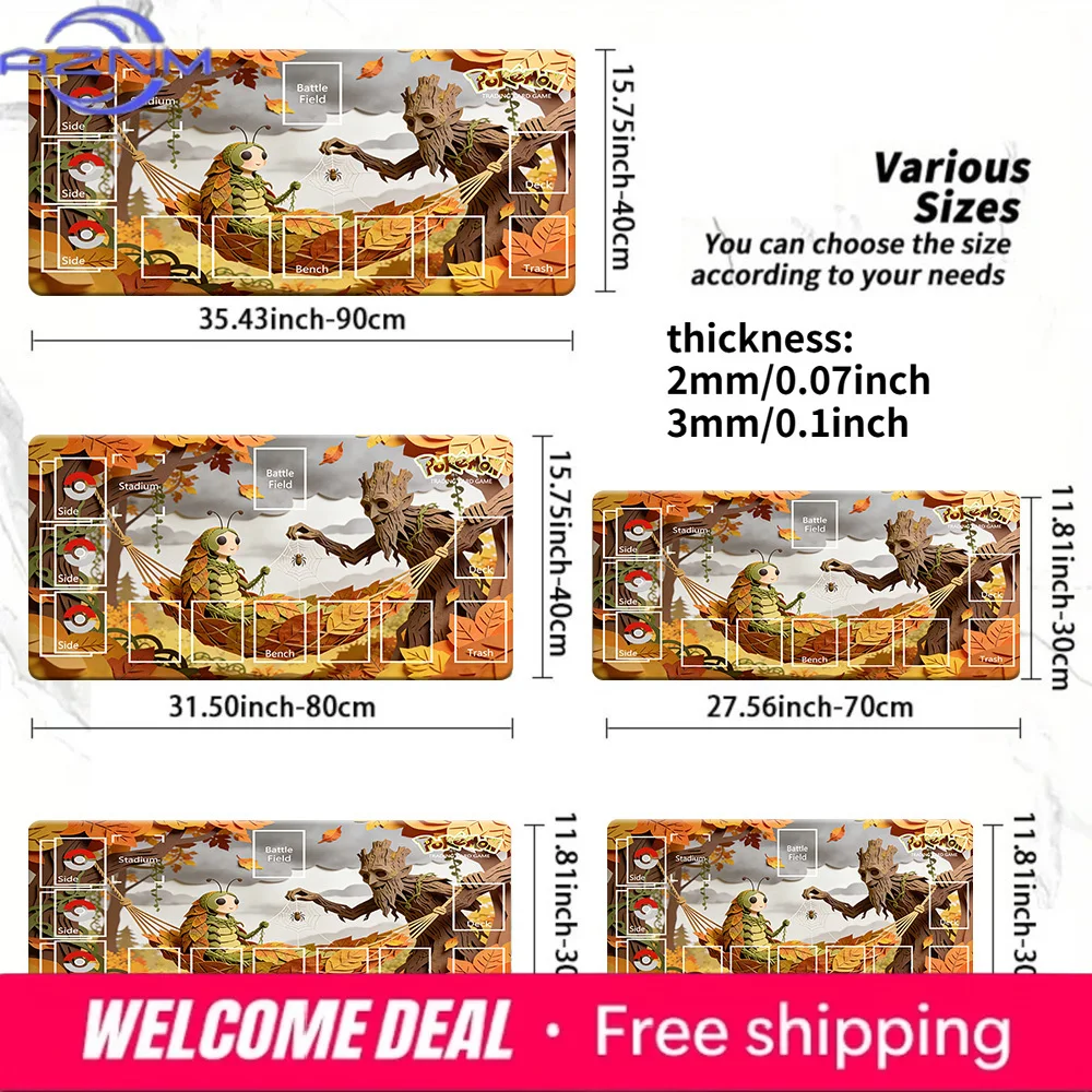 Autumn Forest Creature TCG Playmat with Zones, Non-Slip Trading Card Game Mat
