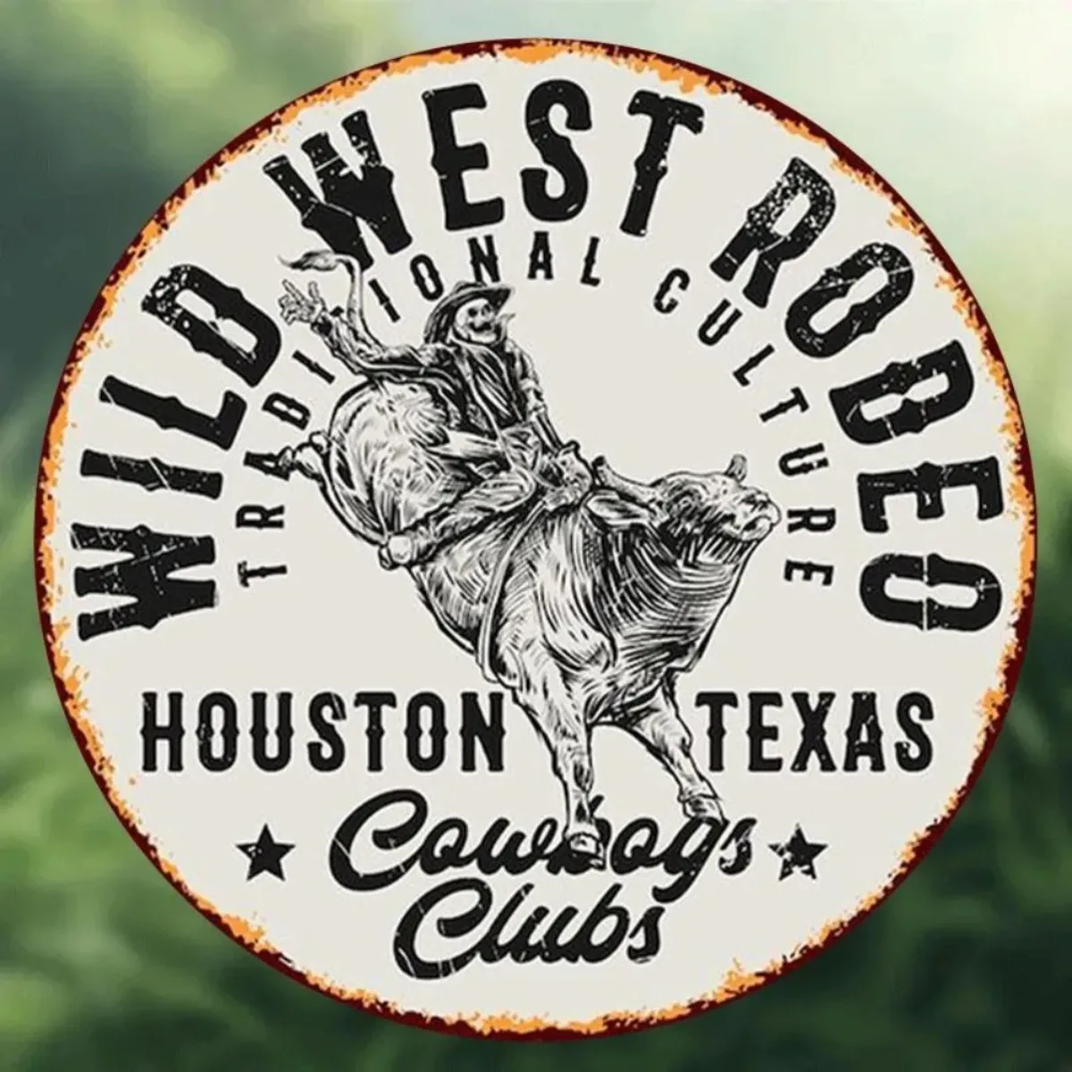 لوحة فنية جدارية مسطحة ثنائية الأبعاد "Houston Cowboy Club" - سحر روديو ويسترن وايلد، مثالية لتزيين المنزل والبار
