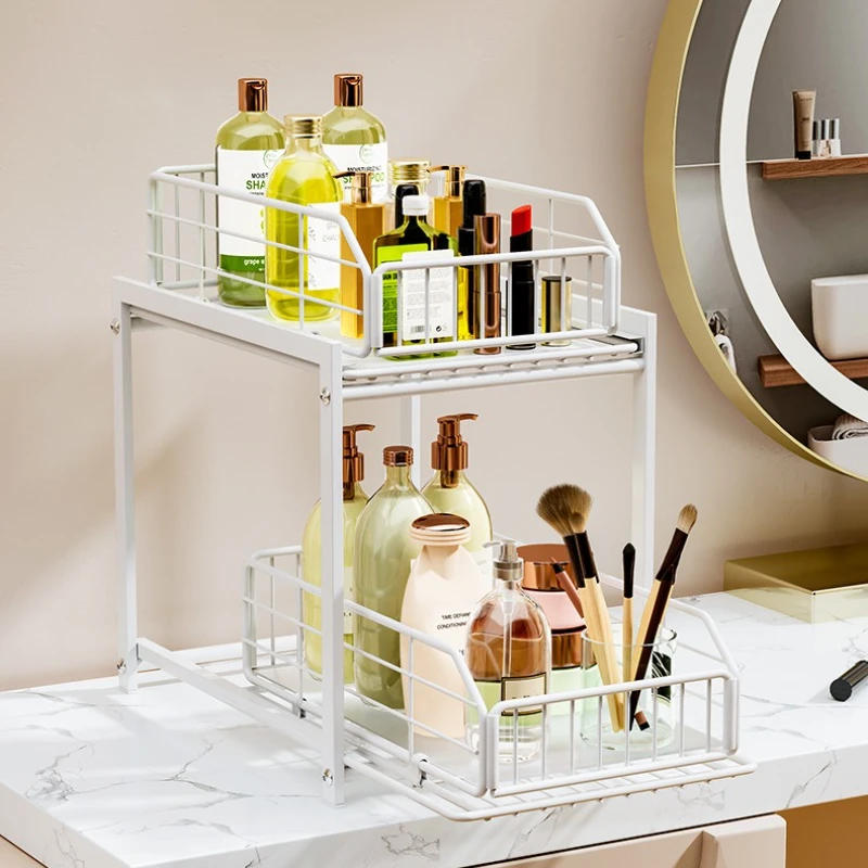 

Stable Toilet Bathroom Slide Drawer Basket Foldable Storage Basket Kitchen Cabinet Seasoning Bottle Jar Shelf