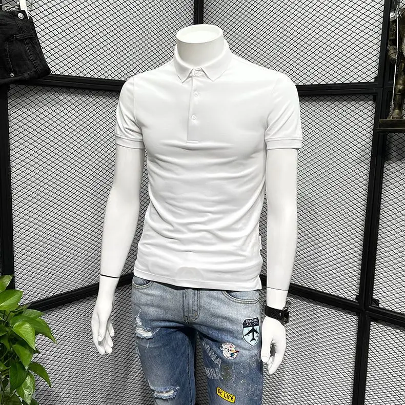 

Men's Slim Fit Polo Shirt Summer Solid Color Short Sleeve Casual T-Shirt New Fashion Collar Tee Tops