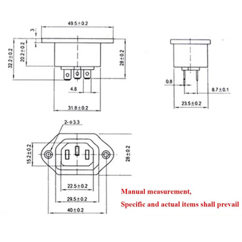 2 шт. черный IEC320 C13 женская промышленная розетка PDU шкаф розетка разъем переменного тока с ухом/винтовым отверстием 10A 250 В