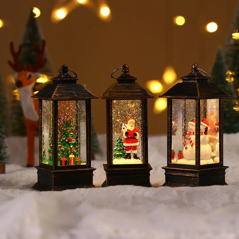 Christmas Little Night Lamp Festive Warm White LED Light Lantern Decoration Indoor Outdoor Home Garden Table Ornament Ideal Gift