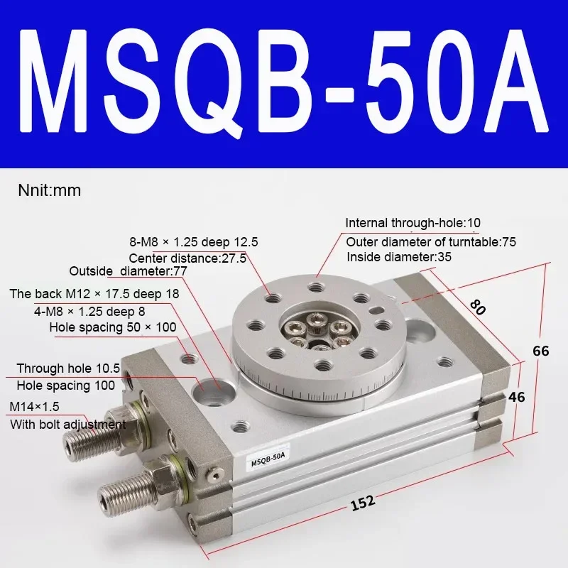 MSQB Pneumatische roterende actuator 190 °   Verstelbare zwenkrotatie voor industriële automatisering, machinesarmen